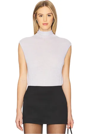 AUTUMN CASHMERE Sleeveless Shimmer Funnel Neck Sweater in