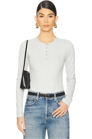 WeWoreWhat V-Neck Henley Bodysuit in