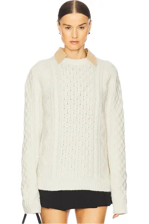 Guest In Residence Allday Cable Crew Neck Sweater in Cashmere Blend in