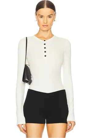 WeWoreWhat V-Neck Henley Bodysuit in