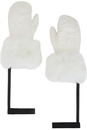 Goldbergh Adore Leather Embossed Logo Mittens in