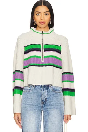 Free People Striped Greta Half Zip in