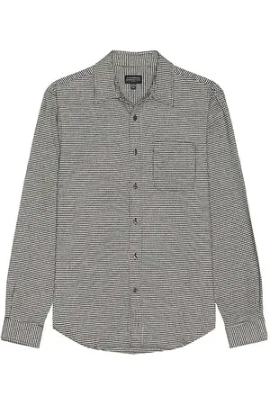 CLUB MONACO Lightweight Houndstooth Flannel Shirt in