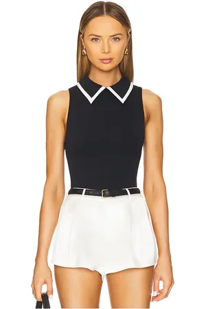 ALICE+OLIVIA Rothy Collared Bodysuit in