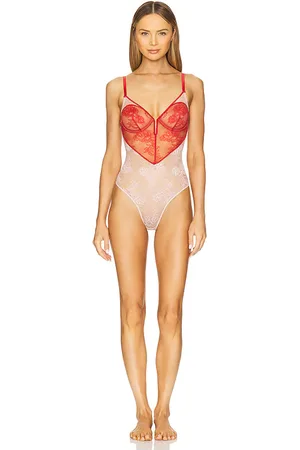 FLEUR DU MAL Bouquet Lace Heart Bodysuit in