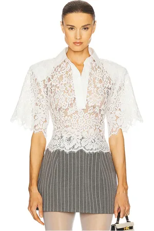 Helsa The Lace Shirt With Shoulder Pad in