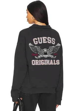 Guess Washed Half Zip Sweatshirt in