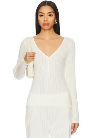 Eberjey Pointelle V Neck Henley in