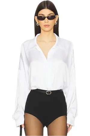 Norma Kamali Super Oversized Boyfriend NK Shirt Bodysuit in