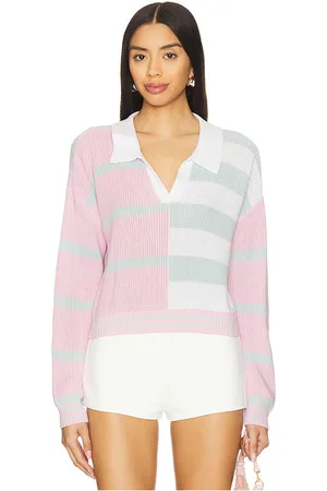 Central Park West Colorblock Cropped Stripe Polo in