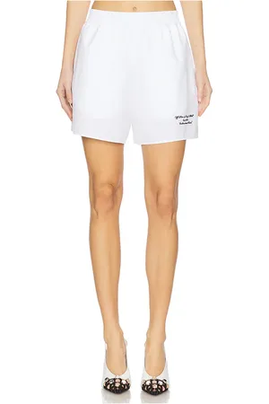 OFF-WHITE Embroidered Poplin Elastic Waist Shorts in