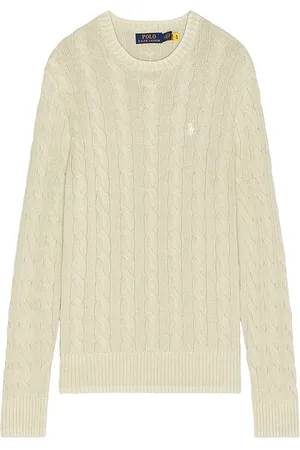 Ralph Lauren Garment Dyed Cable Knit Crewneck Sweater in