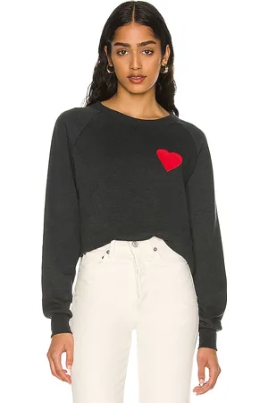 AVIATOR NATION Heart Embroidery Crew Sweatshirt in