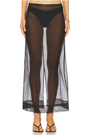 St Agni Sheer Leather Trim Skirt in
