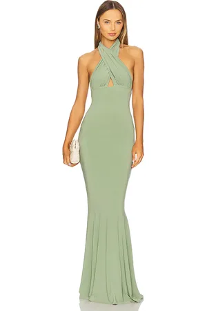 Norma Kamali Cross Halter Fishtail Gown in