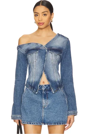 GOOD AMERICAN Asymmetric Denim Shirt in