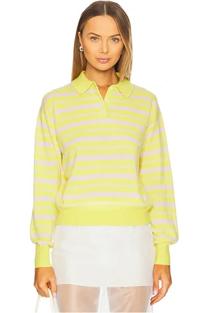 Guest In Residence Collegiate Stripe Polo Cashmere Sweater in