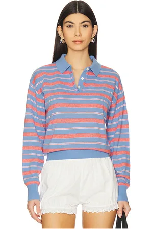 Guest In Residence Collegiate Stripe Polo Cashmere Sweater in