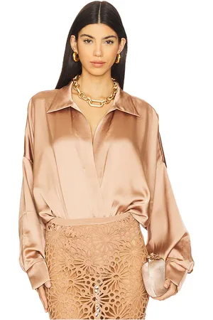 Norma Kamali Super Oversized Boyfriend Neck Shirt Bodysuit in