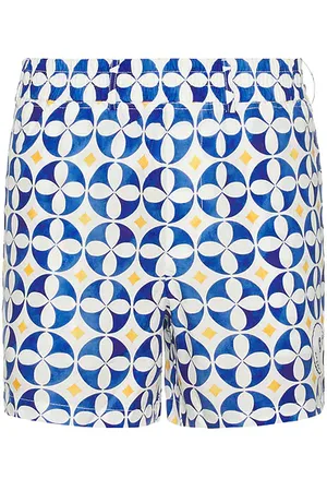 Malbon Golf Riviera Scooter Short in White Blue & Gold