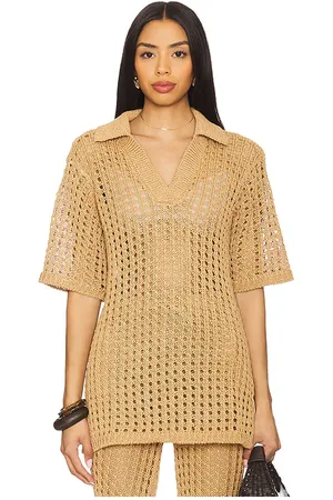 SIMON MILLER Brisas Crochet Polo Top in