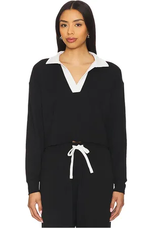 Splits59 Joan Fleece Polo Long Sleeve Top in
