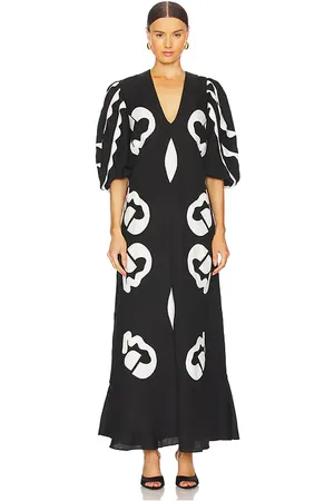 Adriana Degreas Appliqu V-Neck Midi Dress in