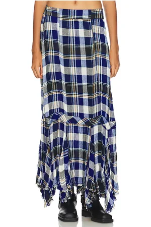 Free People Bordeaux Plaid Maxi Skirt in