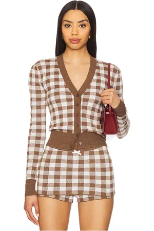 For Love & Lemons Gingham Knit Cardigan in