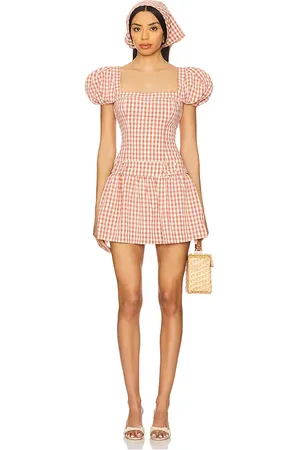 For Love & Lemons Georgia Gingham Short Sleeve Mini Dress in