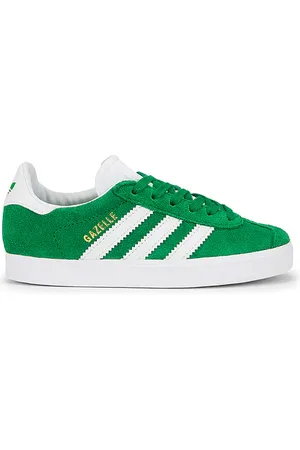 adidas Kids Gazelle Sneaker in Green White & Gold Metallic