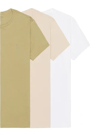 AllSaints Tonic Crew Neck Tee 3 Pack in White Brown & Green