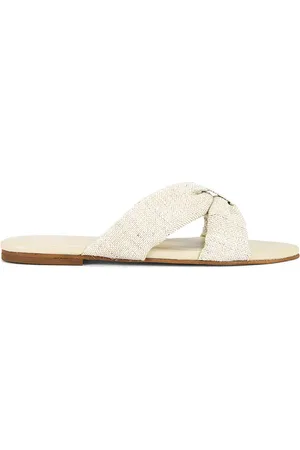 KAANAS Banha Chunky Criss Cross Linen Sandal in