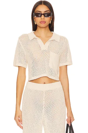 ONIA Crochet Cropped Polo Top in