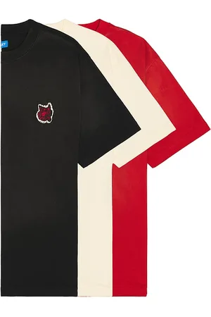 MARKET Classics 3 Pack T-Shirt in Candy Red Jet Set Black & Butter Cream