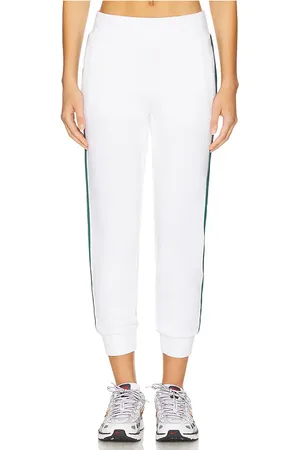 Varley The Slim Stripe Cuff Pant 25 in White Navy & Forest