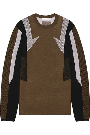 Helmut Lang Sport Crew in Black Ivory & Cognac
