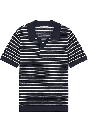 ONIA Linen Johnny Collar Polo Sweater in