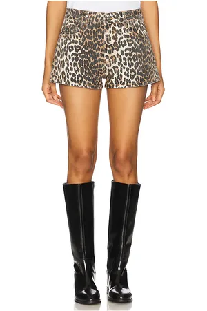 Ganni Print Denim Hotpants in