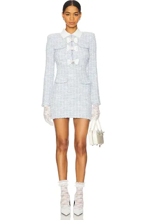 Self-Portrait Check Collared Knit Mini Dress in