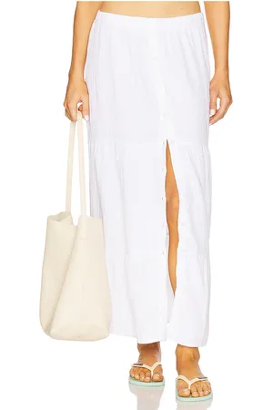 Bobi Tiered Button Front Maxi Skirt in