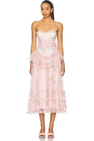 For Love & Lemons Emmeline Embroidery Midi Dress in