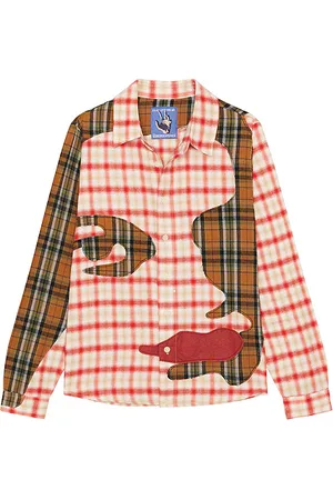 KIDSUPER STUDIOS Patchwork Face Flannel Shirt in