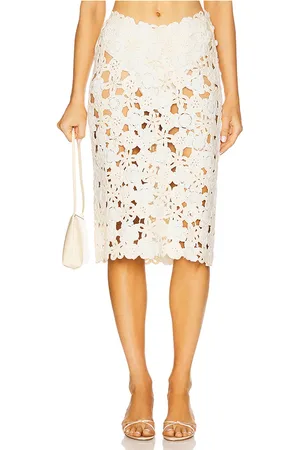 For Love & Lemons Floral Crochet Coverup Midi Skirt in