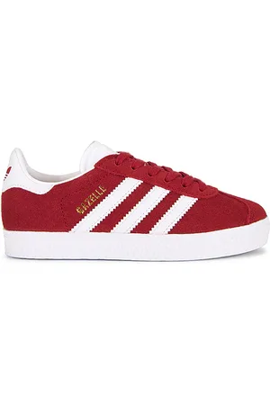 adidas Kids Gazelle Sneaker in Better Scarlet White & Gold Metallic