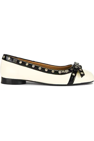 Ganni Eyelets Bow Ballerina in