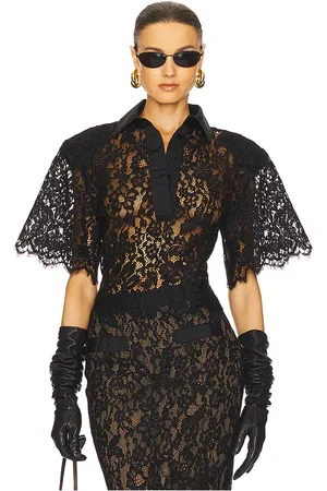 Helsa The Lace Shirt With Shoulder Pad in
