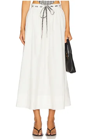 For Love & Lemons Georgia Poplin Midi Skirt in