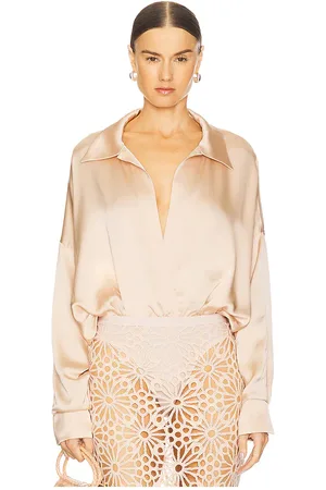 Norma Kamali Oversized Boyfriend Shirt Bodysuit in