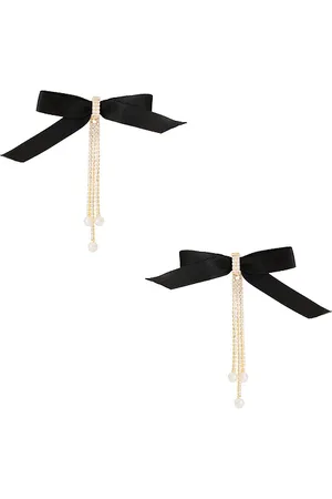 Ettika Velvet Bow Crystal Chain Earrings in